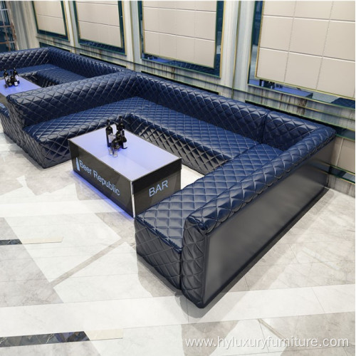 Chinese modern corner leather night club booth sofa